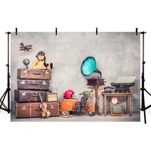 Photography Backdrops Newborn Baby Shower Birthday Party Indoor Toy Stone Wall Violin Suitcase Musical TV Photo Backdrop