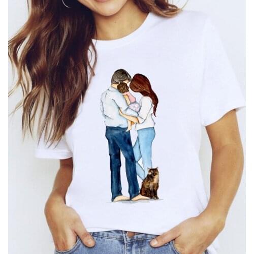 T-shirts Top for Women Mom Happy Family Mama Mother Printing Clothing Print Lady Graphic T Shirt Ladies Female Tee T-Shirt
