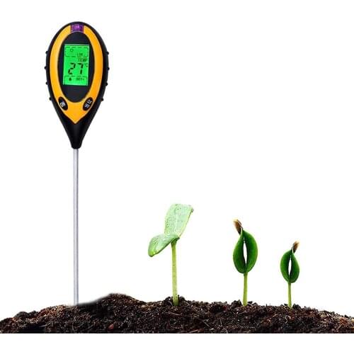 Soil Tester Instrument, 4 in 1 Garden Soil Test with PH Value/Sunlight Intensity/Moisture/Temperature,Survey for Garden Farm