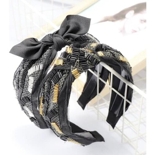 Korea Knotted Rhinestone Crystal Black Hairbands Hair Accessories Hairband for Girls Sparkling Headbands For Women