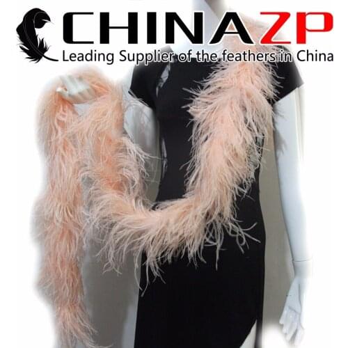 CHINAZP New Arrival Party Costume Feather Boa Peach color 6ply Fluffy Thick Ostrich Feather Boas Carnival Showing Wholesale Sale