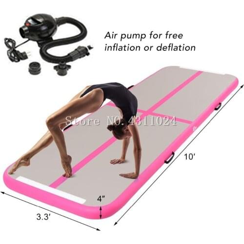 Air Track Tumbling Mat (10' x 3.3' x 4") Air Track Home and Gym Use Airtrack Gymnastics Mat With Free Electric Pump