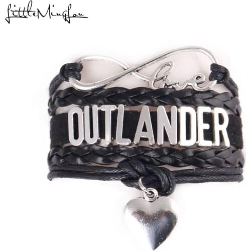 Little MingLou Infinity love OUTLANDER Bracelet heart Charm leather braid suede wrap men bracelets & bangles for women