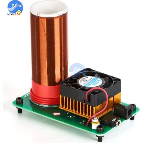 JX03 Mini Tesla Speaker 32mm Coil 500 Turns Wireless Music Audio Loud Speaker DIY Kit with Heat Sink Fan