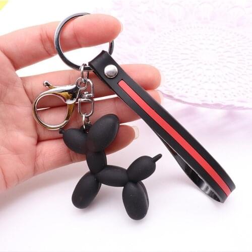 Fashion Stereo Cute Balloon Dog Keychain Key ring Creative Cartoon Mobile Phone Bag Car Pendant Fun Couple Accessories Gift