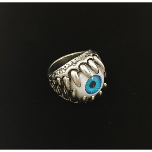 One-eyed Monster Biker Rings for Men Hip Hop Teeth Monster Rings Vintage Monster with Eye Rings Men Punk Demon Tooth Ring