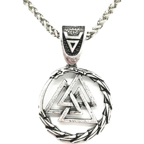 Norse Viking Valknut Pendant Slavic Veles Symbol Clasp Ouroboros Circle Dragon Necklace Gothic Accessories