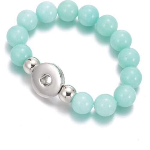 New Arrivals Fashion Charm 18mm Snap Button Bracelet High Quality Natural Stone Beaded Bracelet Snap Jewelry SZ0434