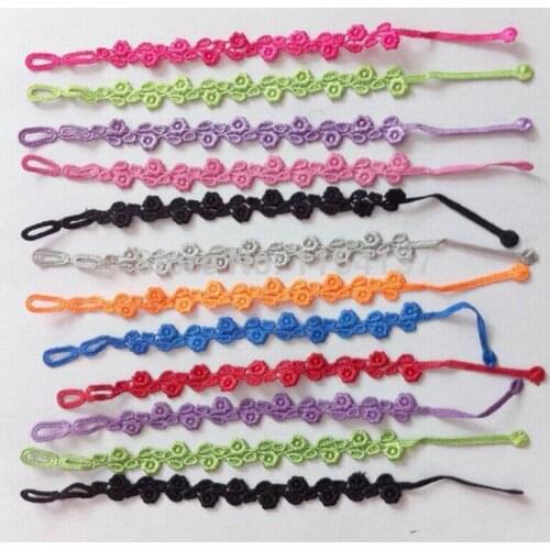 Wholesale promotion 24pcs/lot mix colors Trendy polyester italy rose flower shape lace bracelet for women girls