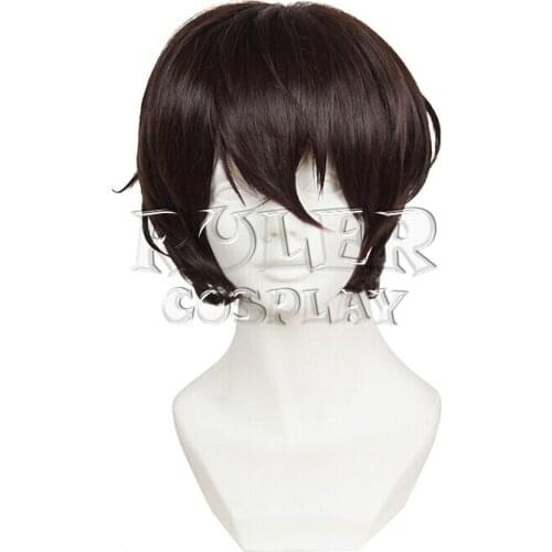 Anime Bungo Stray Dogs Dazai Osamu Cosplay Wig 35cm Short Heat Resistant Halloween Party Wigs