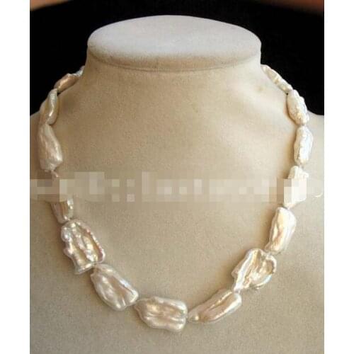 Nature freshwater pearl white baroque reborn keshi 18-23mm necklace 18" 36"