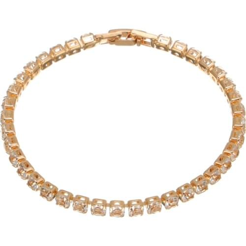 Luxury 4mm Cubic Zirconia Bracelets Crystal Wedding Chain Bracelet Bangle For Women Fashion Jewelry Gold Silver Color