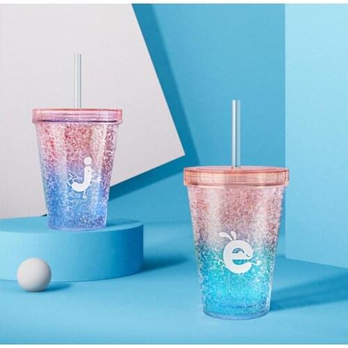 410ml Double-walled Color-change Ice Cup Nice-looking Large Capacity Healthy Cold Drinks Iced Coffee Plastic Cup for Summer