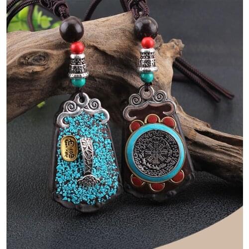Ethnic jewelry vintage wood pendants Exotic Culture Vintage Gossip Nepal Peace sweater ebony exotic necklace