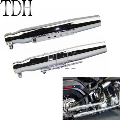 1 Pair Motorcycle Exhaust Pipe Muffler Exhaust Tip Silencer Pipe Rear Pipe Tail Tube For Harley Bobber Chopper Cafe Racer Chrome