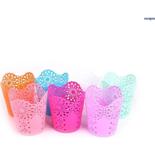 1 Pcs Storage Organizer Hollow Rose Flower Pen Case Pencil Stand Container Office School Stationary Round Pen Holders