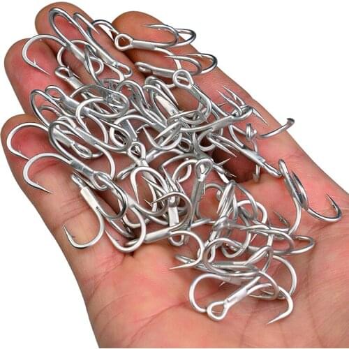 10pcs/lot sea Fishing Hook Matte Tin Treble Hook 2/0#-1/0#-1#-2#-4# High-Carbon Steel High Strength 3X Hook for Saltwater Feeder