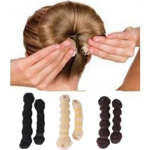 2Pair/set(2 large 2 small) Magic Style DIY Tool Updo Bun Maker Hair Styling Tool Make up Magic Donut Shaper Hairdo women girl