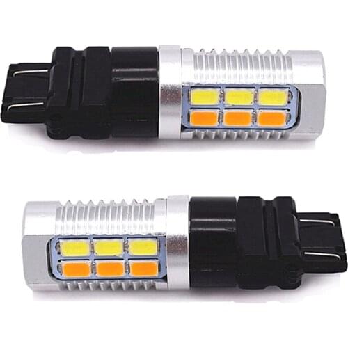 2pcs 3157 T25 5630 Car LED Front Turn Signal Indicator light 22 SMD Amber/White Dual Colors Light 12V