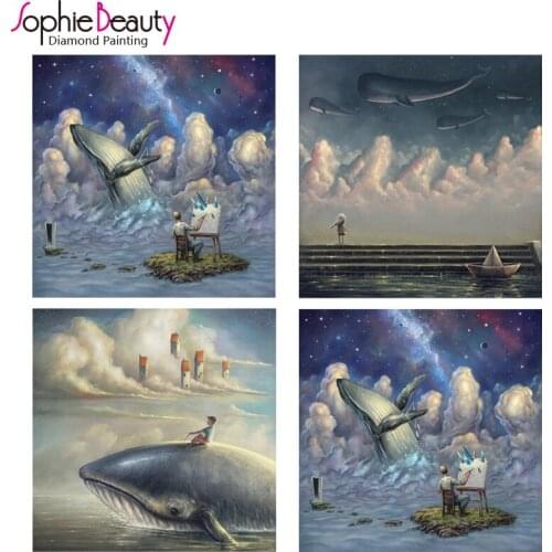 2018 Hot Sale Real Animal Whale Oil Painting Diamond Embroidery Diy Cross Stitch Picture Of Rhinestones Full Square Mosaic
