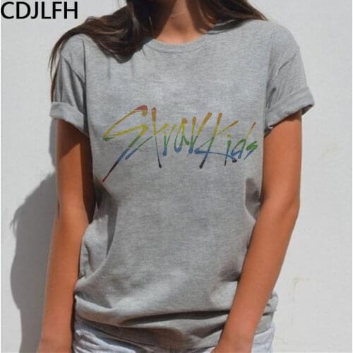 2019 Fashion Kpop Album Stray Kids T Shirt Women Korean Style Short Sleeve Aesthetic Straykids Letters Printing Tees Shirt Femme