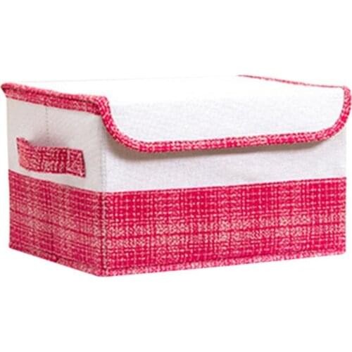 2021 Fashion Storage Box Foldable Large Capacity Dust-proof Cotton Flax Rectangle Clothes Storage Box with Lid for Home 3 Colors