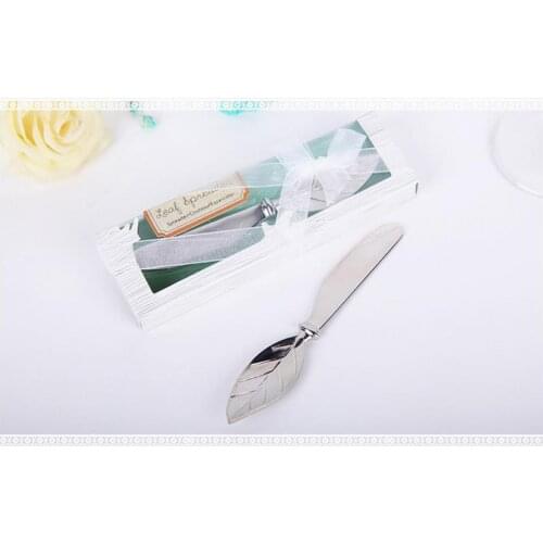 Free shipping 2018 New arrival Chrome Leaf butter knife Spreader Valentines Day gift Christmas wedding favors lin3288