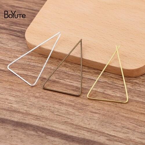 BoYuTe (60 Pieces/Lot) 30*46MM Metal Brass Wire Triangle Ear Hook Materials Handmade Diy Earring Accessories