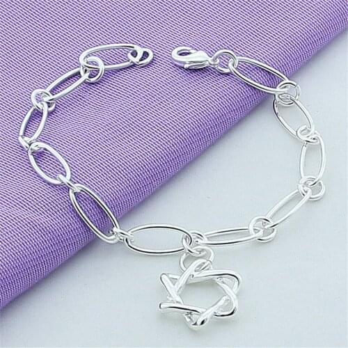 Fashion Jewelry 925 Sterling Silver Twist Star Pendant Bracelet For Woman Charm Wedding Engagement Party Gift