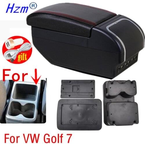Centre Console Storage Box For VW Golf MK7 13-17 Dual Layer Rotatable Armrest box USB Charging Cup holder ashtray Car Styling a