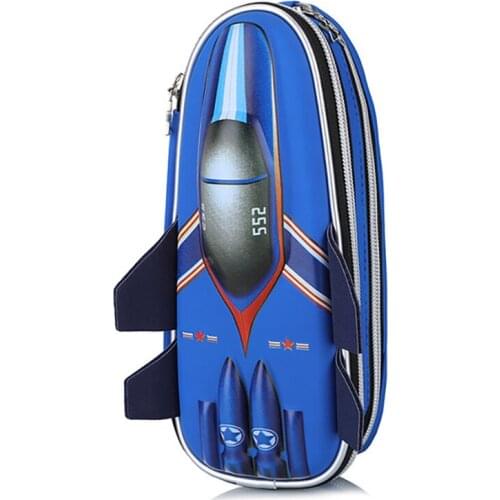 3D Pencil case Aircraft Pencil Storage Bag Large Capacity Net Bag Pen Box With Zipper 3 colors for Students Stationery Supplies