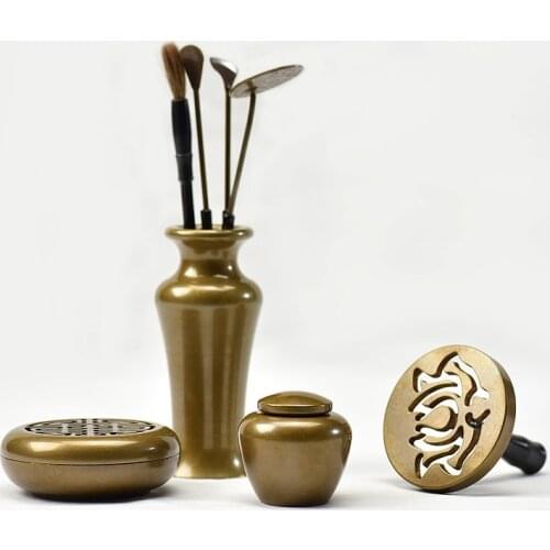 PINNY High Quality Incense Burner Set Copper Incense tools Metal Crafts Meditation Room Buddhist Incense Holder Home Decoration