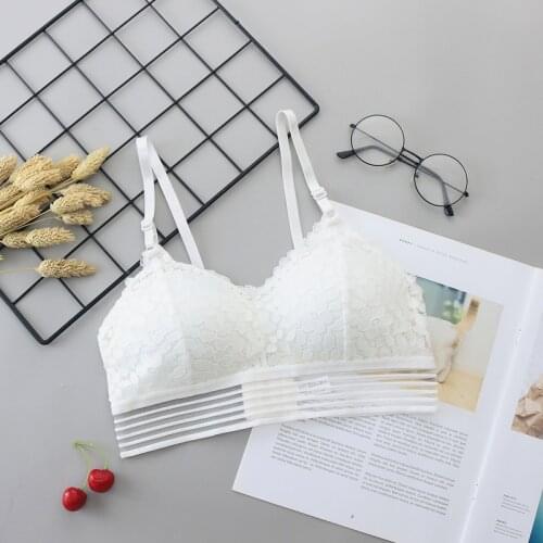 French Sexy Floral Lace Bra Bustier Top Seamless Padded Bralette 3/4 Cup Wireless Bras Brassiere Femme Lingerie Underwear Women