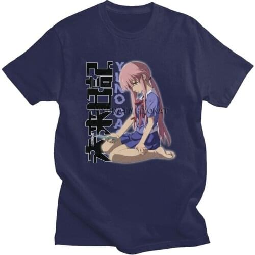 Yuno Gasai In School Uniform T Shirt Homme Cotton Tee Japan Manga Mirai Nikki Future Diary Tshirts Short Sleeve T-shirt Clothing