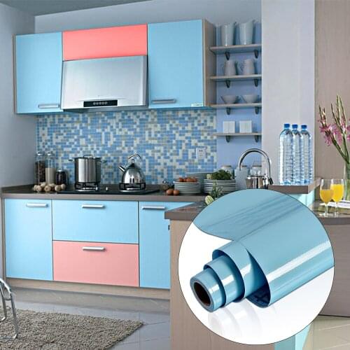 Smooth Solid Color Furniture Films Self-adhesive Kitchen Cabinet Home Renovation Wallpaper 30cm Wide Modern Glitter Wall Sticker