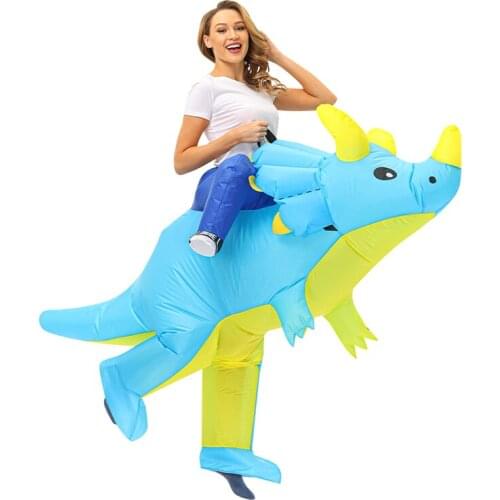 Hot New Riding Dinosaur Inflatable Costume for Adult Party Cosplay Costumes Fancy Anime Half Body Halloween Suit Cartoon Dino