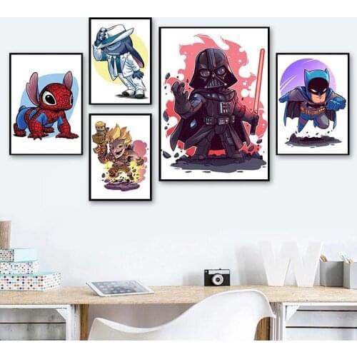 Disney Classic World Famous Canvas Paintings Marvel Cartoon Posters and Anime Prints Wall Art Picture Living Kid Room Home Decor