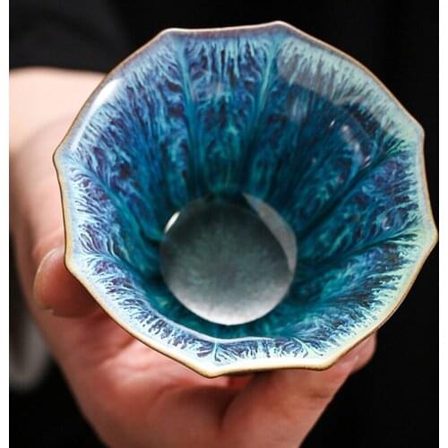 Ceramic green glazed kiln glazed tea bowl Pinming tea master cup accessories home decorsingle personal tea cup