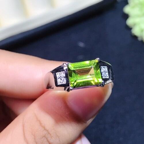 Natural olivine ring green Gemstone Ring 925 Sterling Silver birthday gift includes certificate