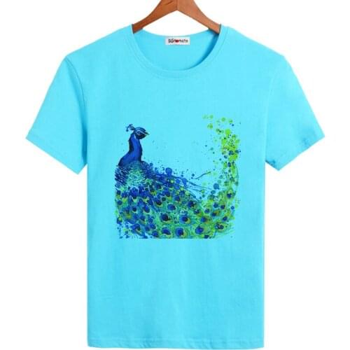 BGtomato Beautiful peacock colorful tshirt mens funny t-shirt hot sale summer causal tops tees fashion tshirt men