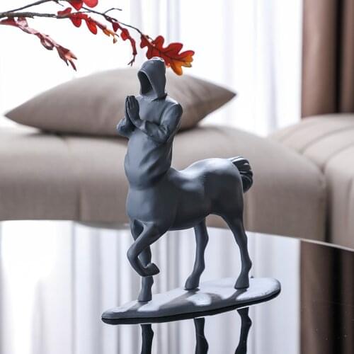 Creative Character Sculpture Decoration Cast Iron Abstract Human Head Horse Body Decoration Home Living Room Entrance Study Room