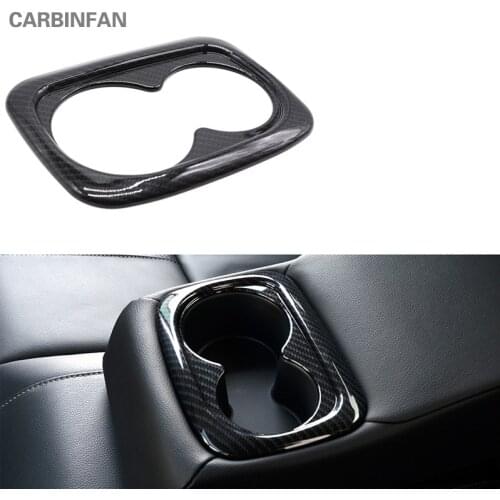 Carbon Fiber Gear Box Panel Cover Trim Rear seat Water cup Holder Cover car chrome Styling For Honda Civic 10th 2016 2017 C479