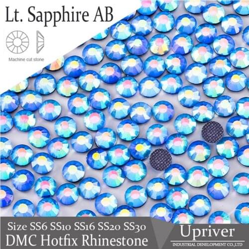 Upriver Light Sapphire AB SS6 SS10 SS16 SS20 SS30 Machine Cut Shine DMC Hotfix Rhinestones