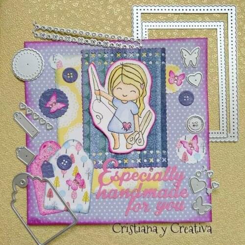 Metal Cutting Dies Butterfly Heart Tag Button Set Lace Border Crafts Die Cuts Stencil for Scrapbooking DIY Paper Cards Template