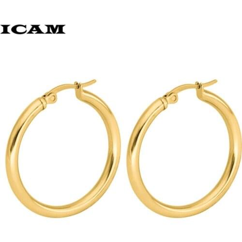ICAM Fashion Gold silver Stainless Steel Hoop Earring Star Earring For Women Korea Ear Jewelry New 2019 Orecchini