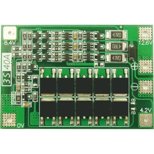 3S 40A Lithium Battery Charger Protection Board Module for 18650 Li-ion Battery Equipped with Balanced Charging Function