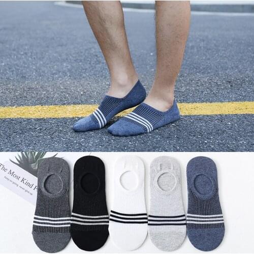 Man‘s Short Socks Soft and Elastic Mens Calcetines Cotton Spring Summer Invisible Socks for Male New Striped Style Ankle Socks