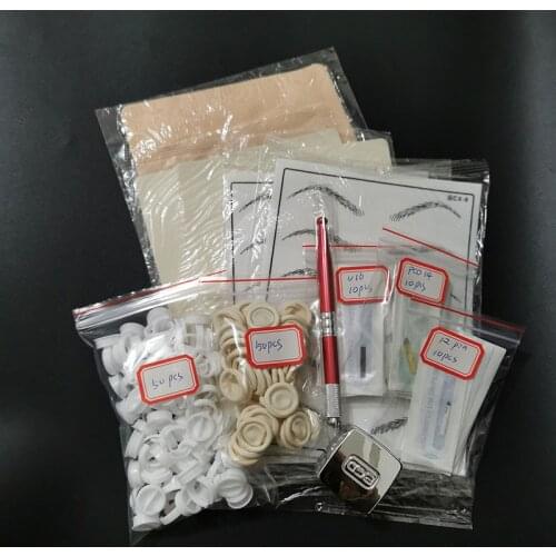 Tattoo Kit Permanent Makeup Eyebrow Microblading Kit 3D Practice Skin Ink Ring Cup Manual Pen Beauty Kit Set Beginners Tools
