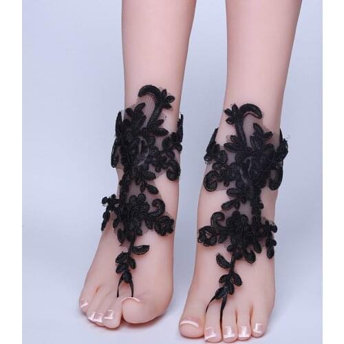 2019 NEW Foot Chain Lace Ankle Bracelet Bridal Beach Wedding Barefoot Sandals Women blue