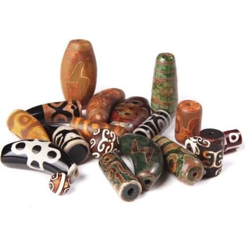 Wholesale 5 Pcs Natural Dzi Agat Drilled Pendant Beads For DIY Making Jewelry Necklace Bracelets Irregular Shape Tibetan Agat
